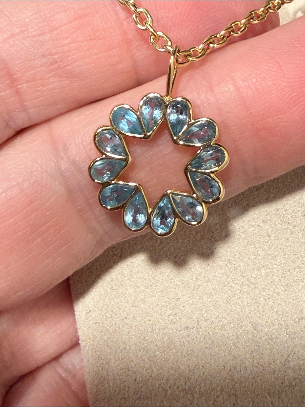 Gemilla 18KYG aquamarine precision cut hidden star of David Charm only